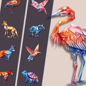 Collection de cliparts animaux en origami PNG, Clipart animaux en origami téléchargement immédiat usage Commercial