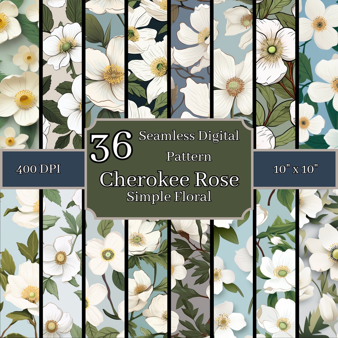 Cherokee Rose Simple Floral Seamless Patterns Bundle, High-resolution ...
