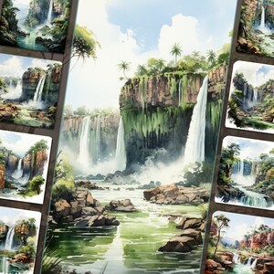African Waterfalls Clipart Bundle -PNG Files, 400 DPI, for Personal and Commercial Use - Junk Journal, Card Crafts, Digital Paper