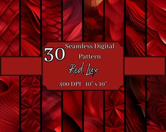 Red Lux Seamless Patterns Bundle, High-Resolution 400 DPI, 10x10 Inch Digital Backgrounds, For Commercial & Personal Use