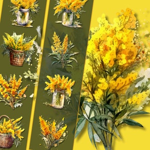 Paquete de imágenes prediseñadas Goldenrod: archivos PNG de alta resolución, descarga instantánea, perfecto para uso personal y comercial, elaboración y decoración