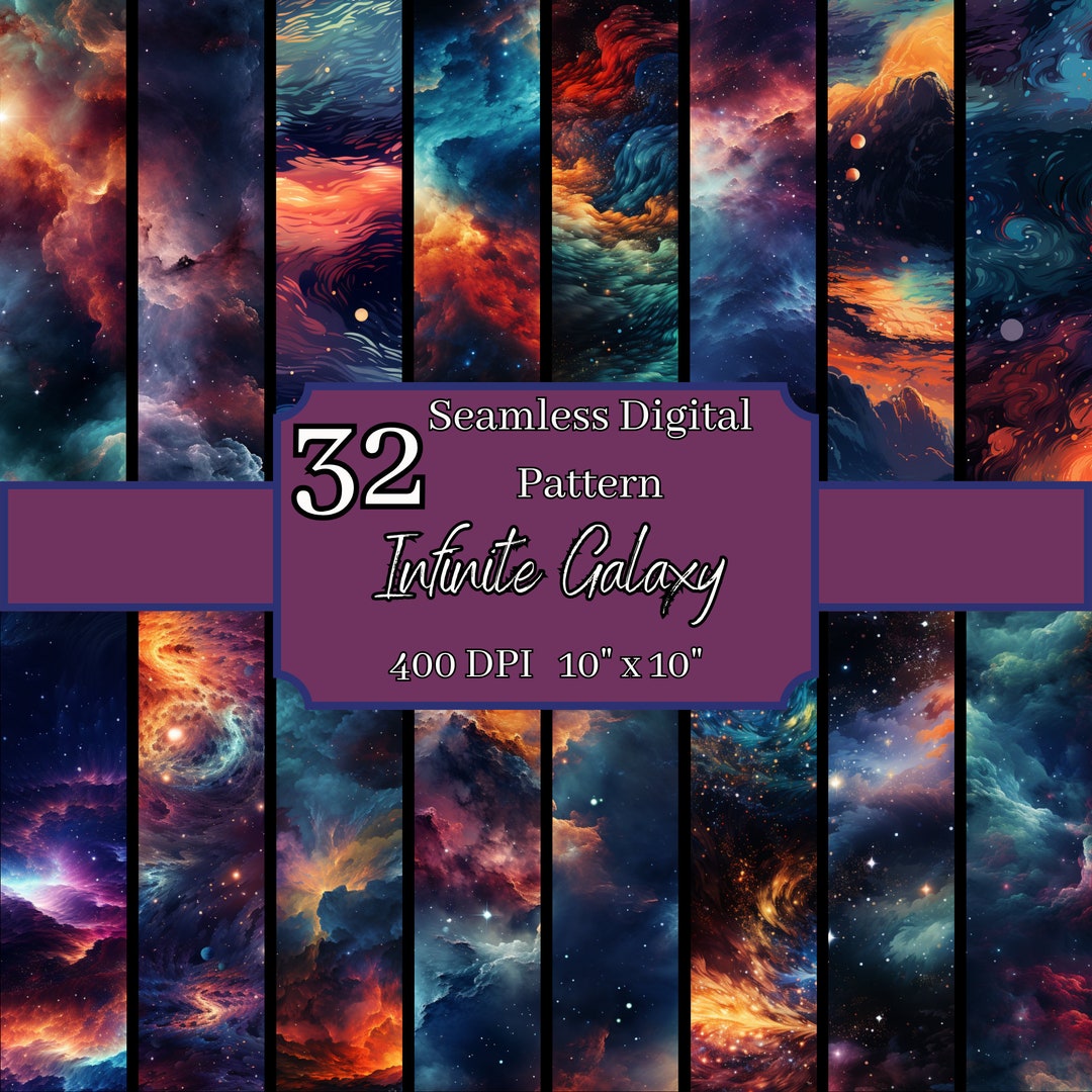 Infinite Galaxy Seamless Patterns Bundle, Cosmic 400 DPI, 10x10 Inch ...