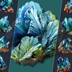 Pacchetto di clipart di pietre preziose shattuckite, clipart PNG, perfetto per creazioni artistiche e design digitale, per uso personale e commerciale