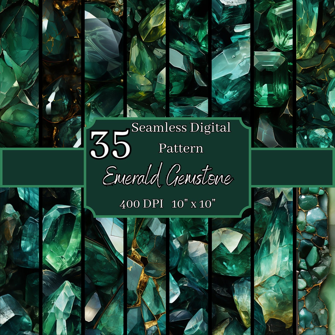 Emerald Gemstone Seamless Patterns Bundle, Luxurious 400 DPI, 10x10 ...