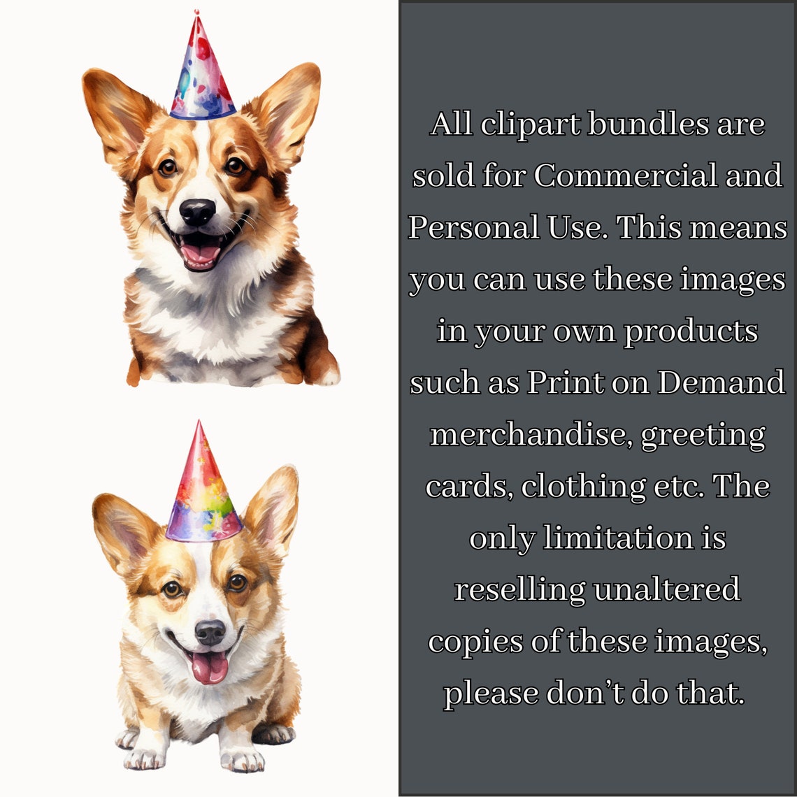 Birthday Corgi Clipart Bundle PNG Format Artistic Creations - Etsy