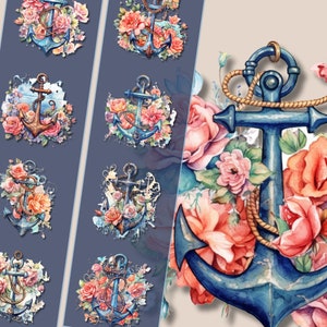 Collection de cliparts ancre rose, graphiques PNG, parfait pour les projets de bricolage, les thèmes nautiques et amoureux, téléchargement immédiat pour une utilisation commerciale