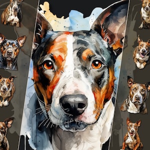 ブルテリアのクリップアートバンドル - 魅力的な犬のイラスト、高解像度のPNGファイル、即時ダウンロード、個人および商業利用に最適