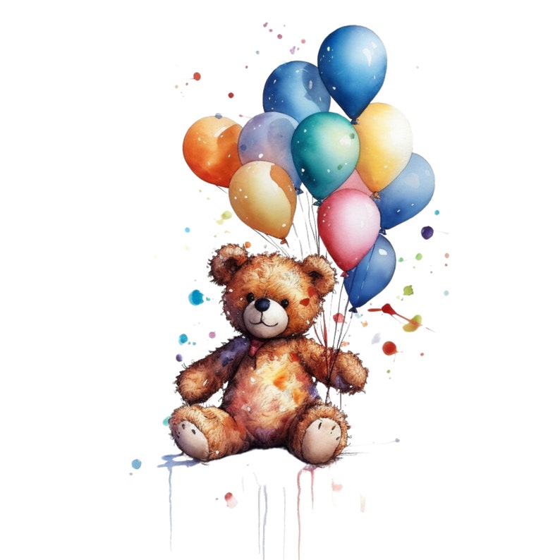 Teddy Bear Balloon Clipart PNG Transparent Background - Etsy