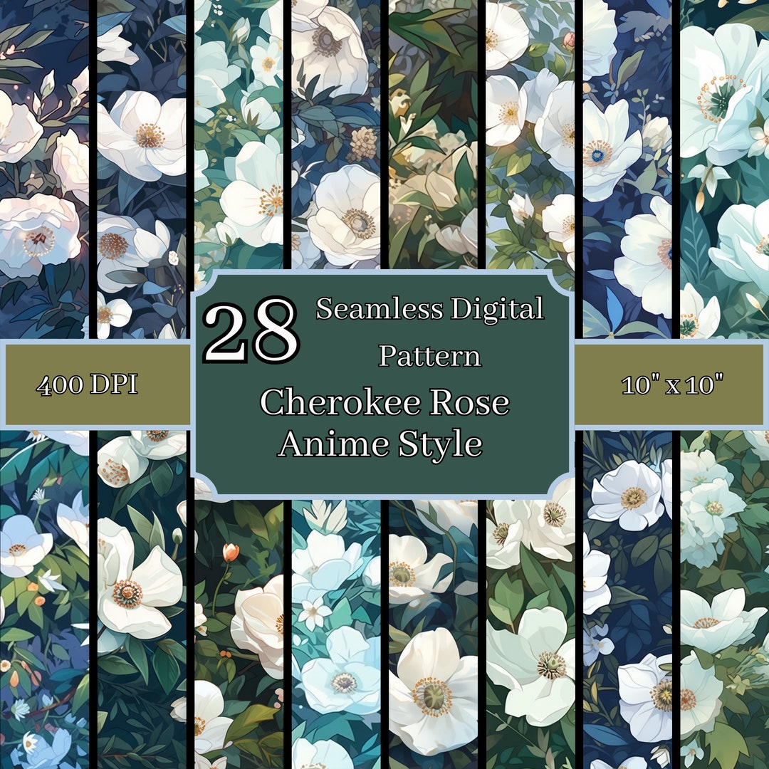 Cherokee Rose Anime Seamless Patterns Bundle, High-resolution 400 DPI ...