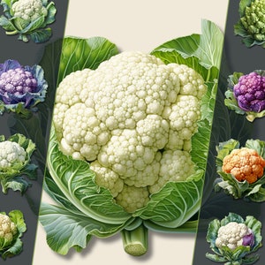 Blumenkohl Clipart Bundle, PNG-Format, für künstlerische Kreationen, Junk Journals und Digital Design, für den persönlichen und kommerziellen Gebrauch