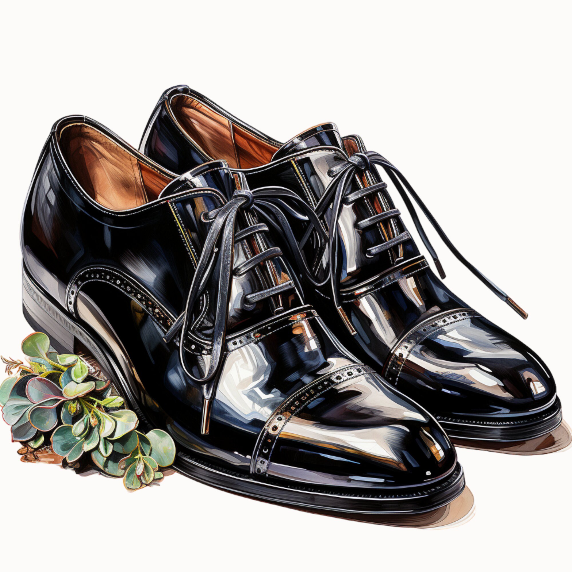 Black Men's Dress Shoes Clipart Bundle Stylish Shoe Illustrations, High