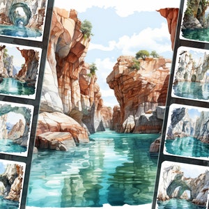 Marmorhöhlen Clipart Bundle - Fesselnde Höhlen Illustrations Illustrationen, PNG Dateien, weißer Hintergrund, perfekt für den persönlichen und kommerziellen Gebrauch