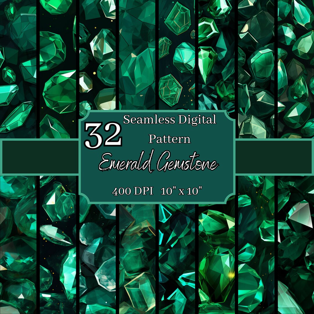 Emerald Gemstone Seamless Patterns Bundle, Luxurious 400 DPI, 10x10 ...