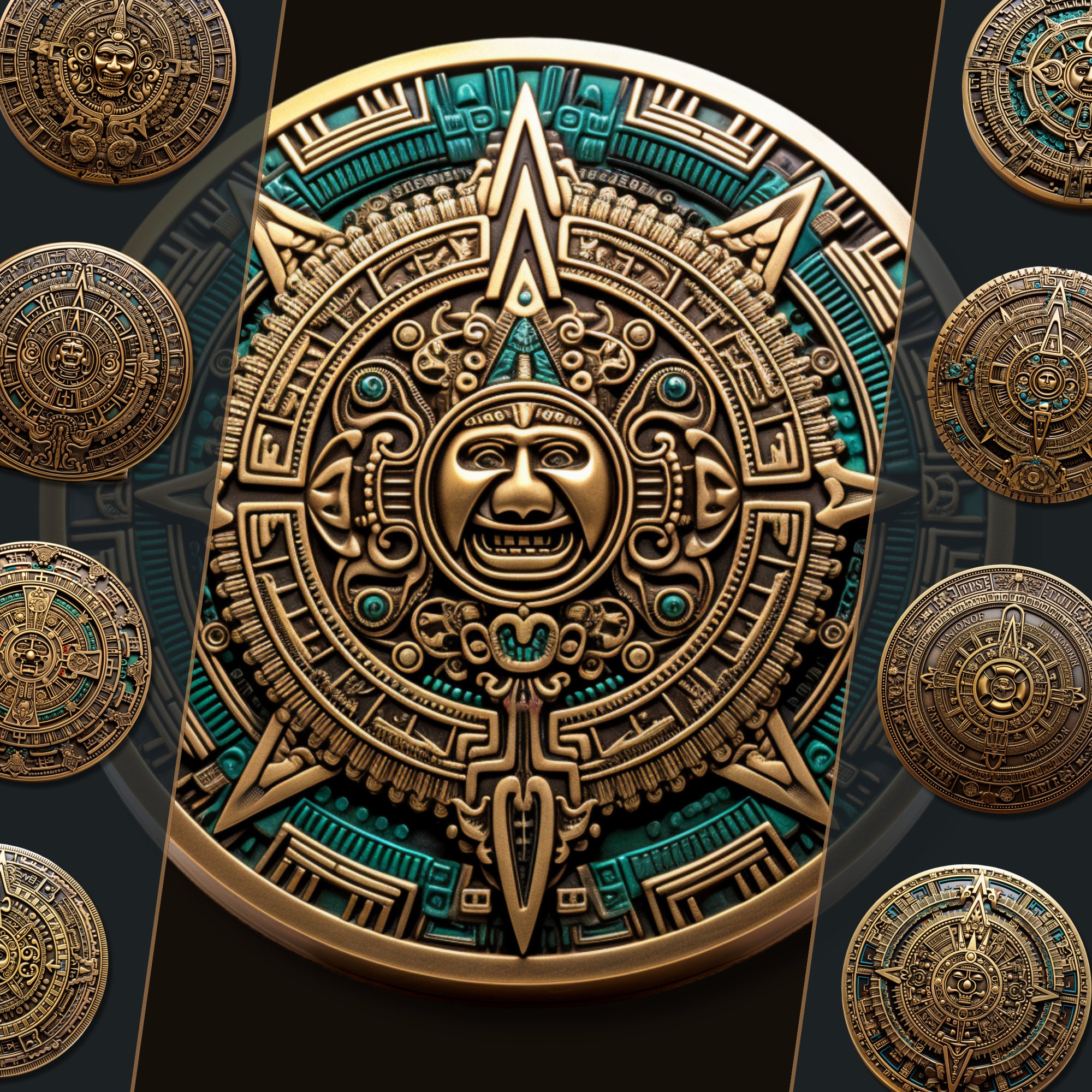 Aztec Coin Pattern Buy Aztec Gold Coins Clipart Bundle PNG Format for Personal ...