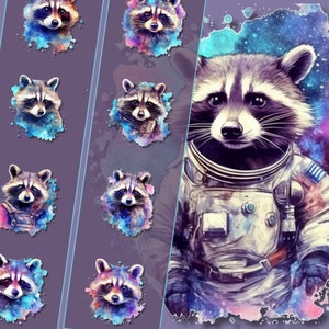 Weltraum-Waschbär-Clipart-Bundle entzückende Astronaut-Waschbären, hochauflösende PNG-Dateien, sofortiger Download, perfekt für den persönlichen und kommerziellen Gebrauch