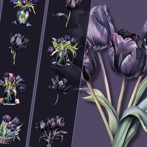 Clipartbundel donkere tulp - png-bestanden met hoge resolutie, direct downloaden, perfect voor persoonlijk en commercieel gebruik, knutselen en ontwerpen