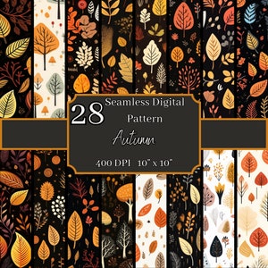Herbst inspirierte nahtlose Muster bündeln, hochauflösende 400 DPI, 10x10 Zoll, digitale Herbst-Designs, für kommerziellen und persönlichen Gebrauch