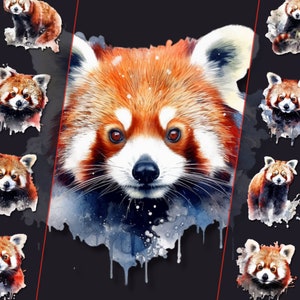Pacote de clipart do Panda Vermelho, formato PNG, criações artísticas, periódicos indesejados e design digital, para uso pessoal e comercial, download instantâneo