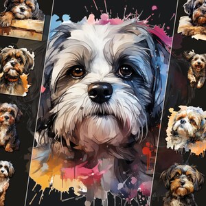 Bundle de cliparts Shih Tzu - Illustrations d'adorables chiens, fichiers PNG haute résolution, téléchargement immédiat, parfait pour un usage personnel et commercial