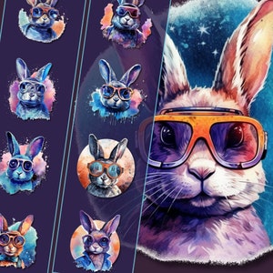 Weltraumhasen-Clipart-Bundle - entzückende Astronauten-Hasen, hochauflösende PNG-Dateien, sofortiger Download, perfekt für den persönlichen und kommerziellen Gebrauch