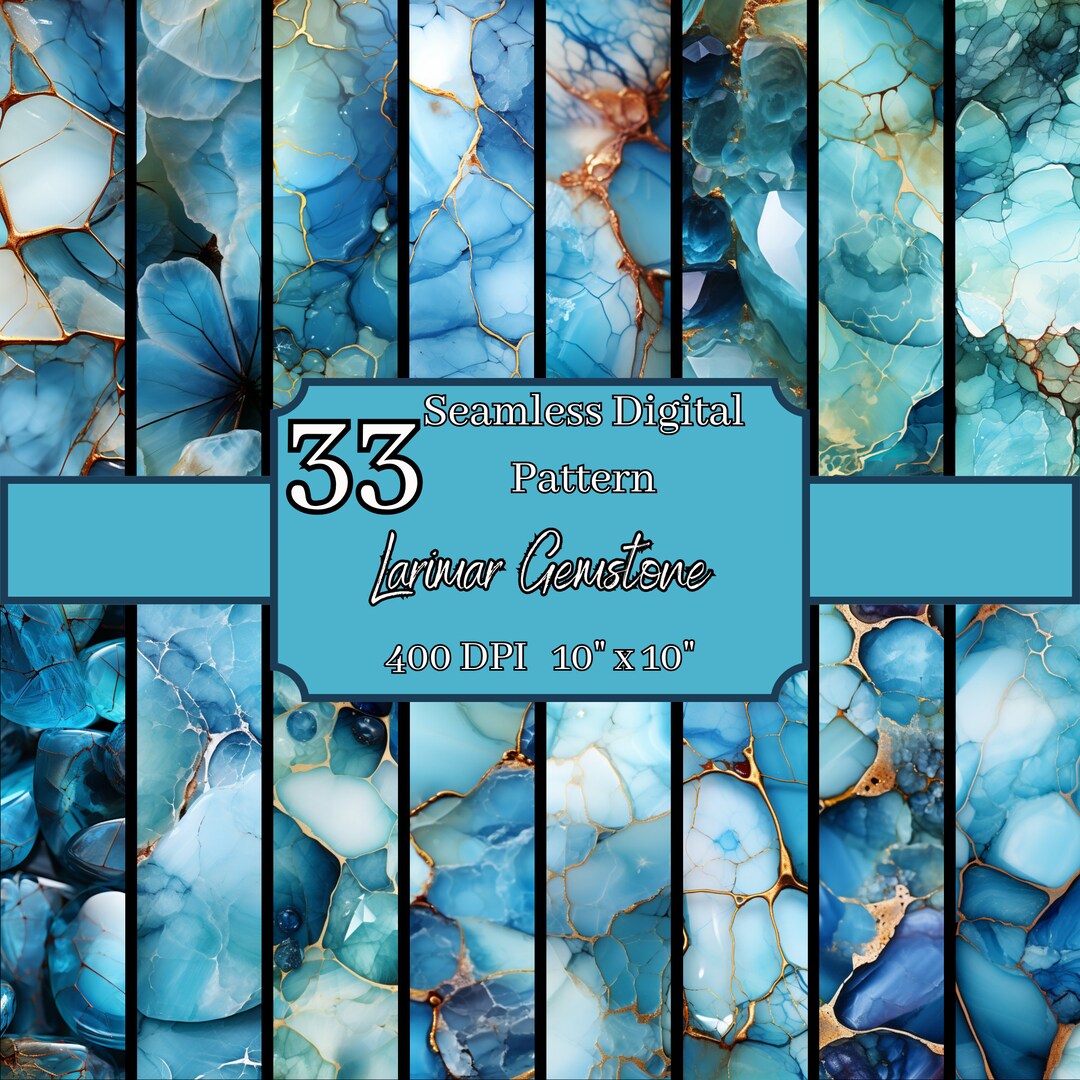 Larimar Gemstone Seamless Patterns Bundle, Serene 400 DPI, 10x10 Inch ...