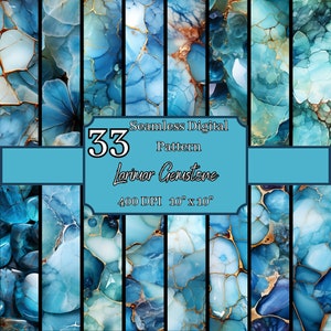 Paquete de patrones sin costuras de piedras preciosas de larimar, fondos digitales minerales de 10 x 10 pulgadas, 400 DPI, para uso comercial y personal