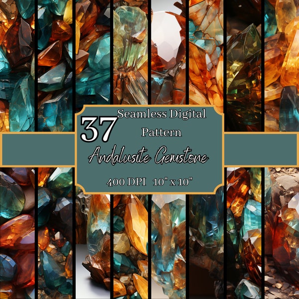 Andalusite Gemstone Seamless Patterns Bundle, Unique 400 DPI, 10x10 Inch Earth-Toned Digital Backgrounds, For Commercial & Personal Use