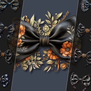 Bundle de cliparts mariage noir noeud papillon, élégant accessoire de marié illustrations au Format PNG téléchargement immédiat pour usage commercial