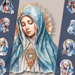 Pacchetto Clipart Vergine Maria – Sfondo trasparente, illustrazioni della Sacra Madre in formato PNG Download istantaneo per uso commerciale
