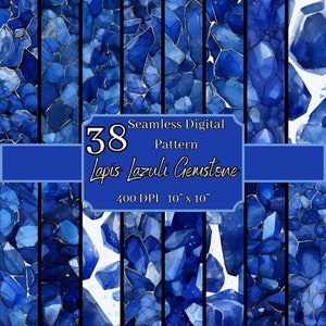 Lapis lazuli edelsteen naadloze patronen bundel, rijk 400 DPI, 10 x 10 inch minerale digitale achtergronden, voor commercieel en persoonlijk gebruik