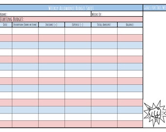 Kids Budget Worksheet, Weekly Allowance Printable (PDF/Digital Download)