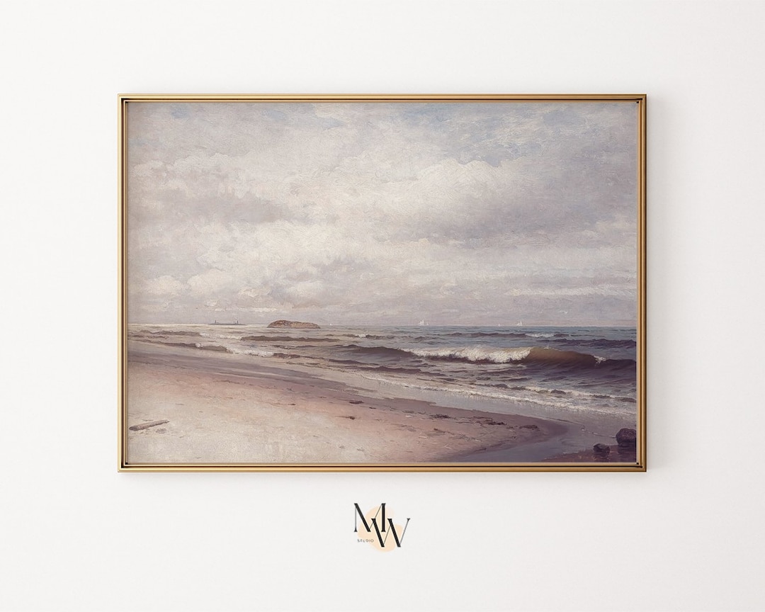 Vintage Beach Wall Art Print Landscape Painting Manasworks Etsy