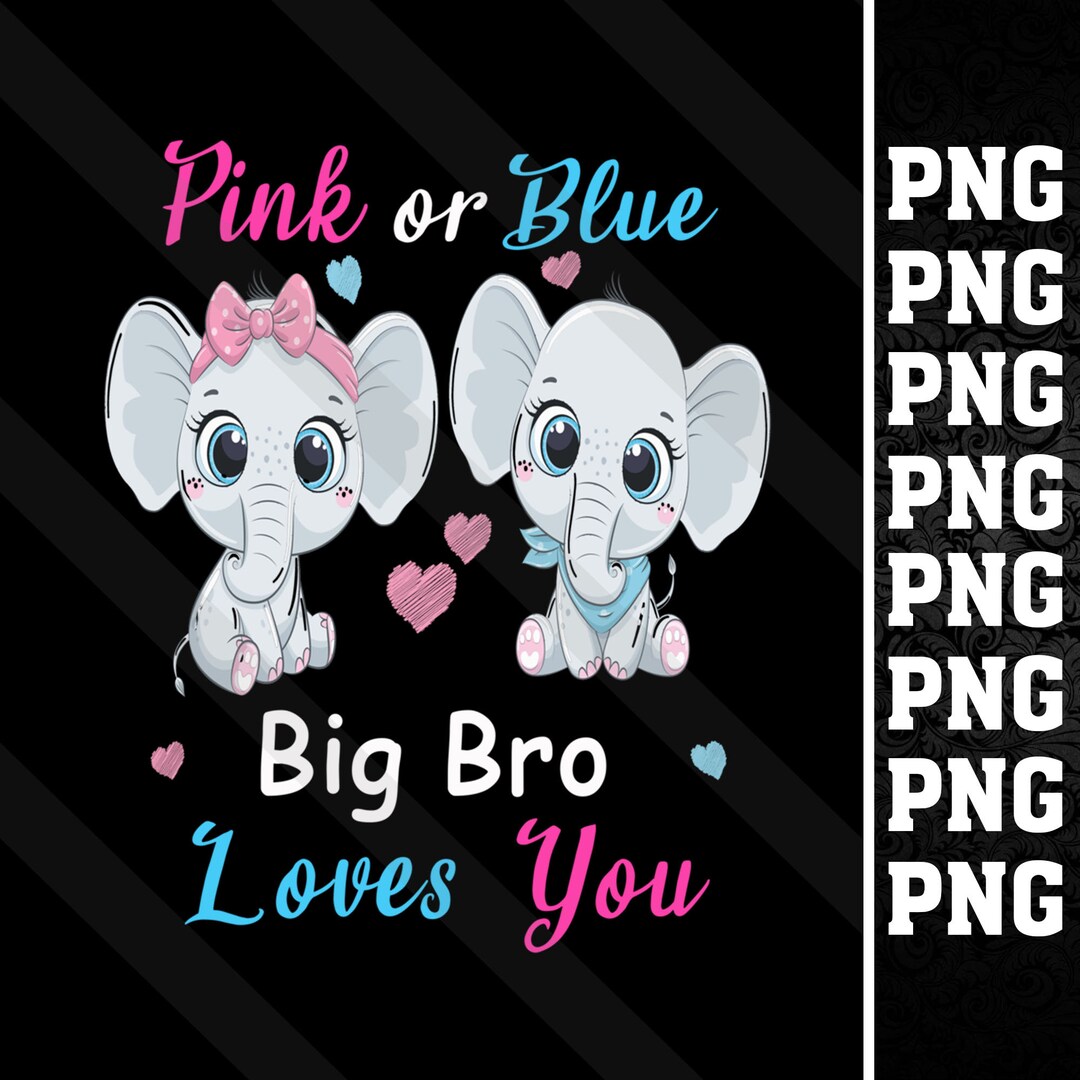 Custom Family Png Pink or Blue Big Bro Loves You Elephants - Etsy