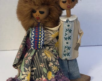 Vintage Couple Pair Doll. Handmade In Israel By Noy.