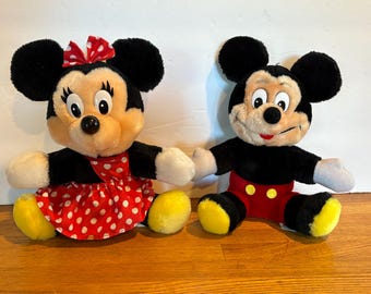 Vintage Disney Minnie & Mickey Mouse Stuffed Animals.