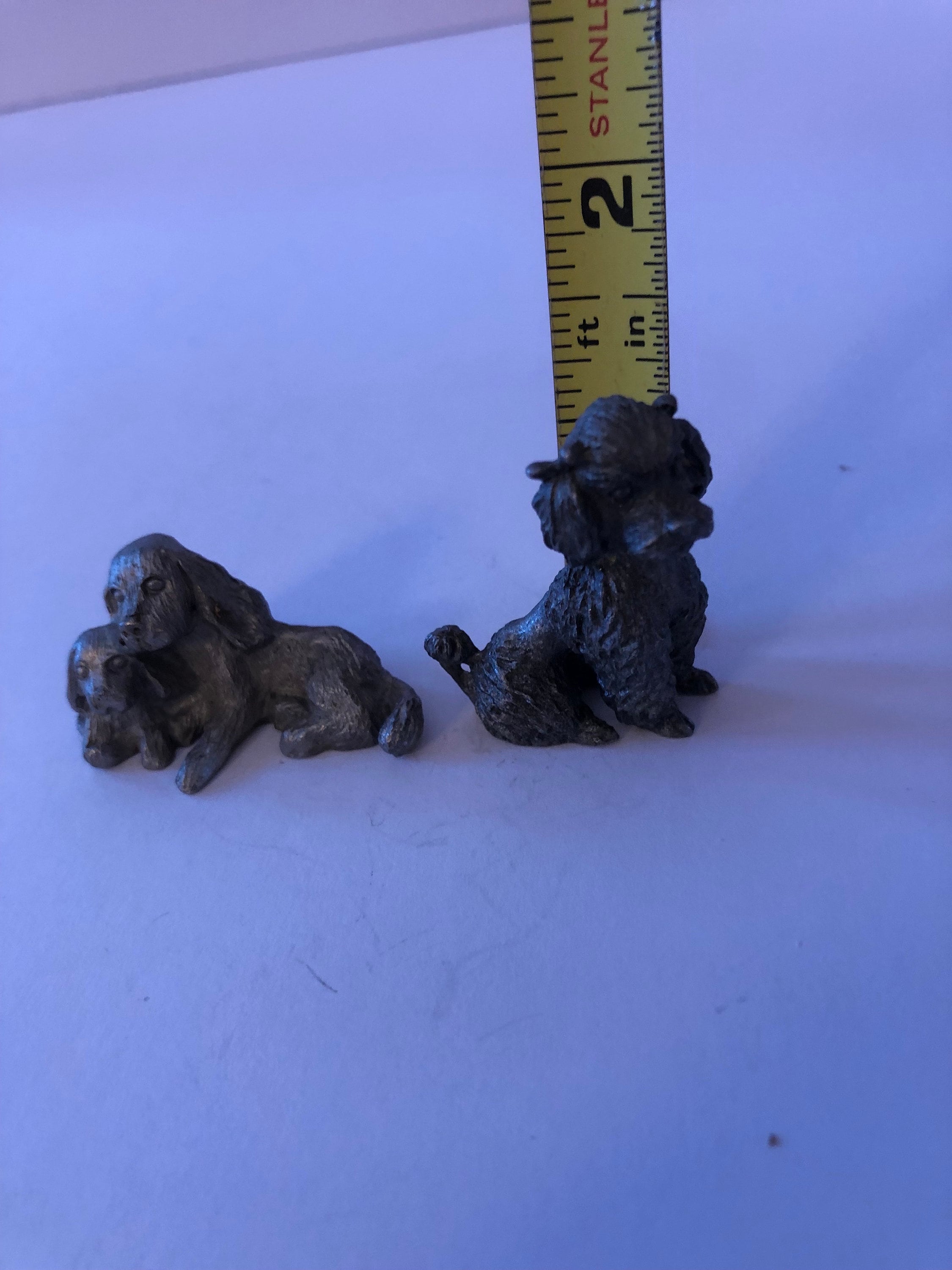 Spoontiques Pewter Miniature Dog Figurines. Poodle and Spaniel. Vintage ...