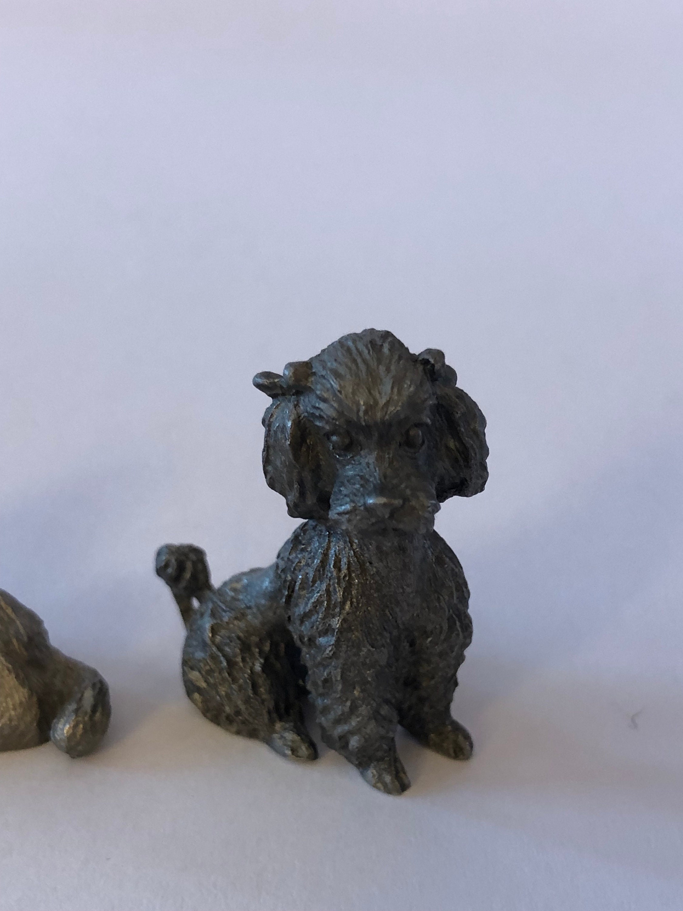Spoontiques Pewter Miniature Dog Figurines. Poodle and Spaniel. Vintage ...