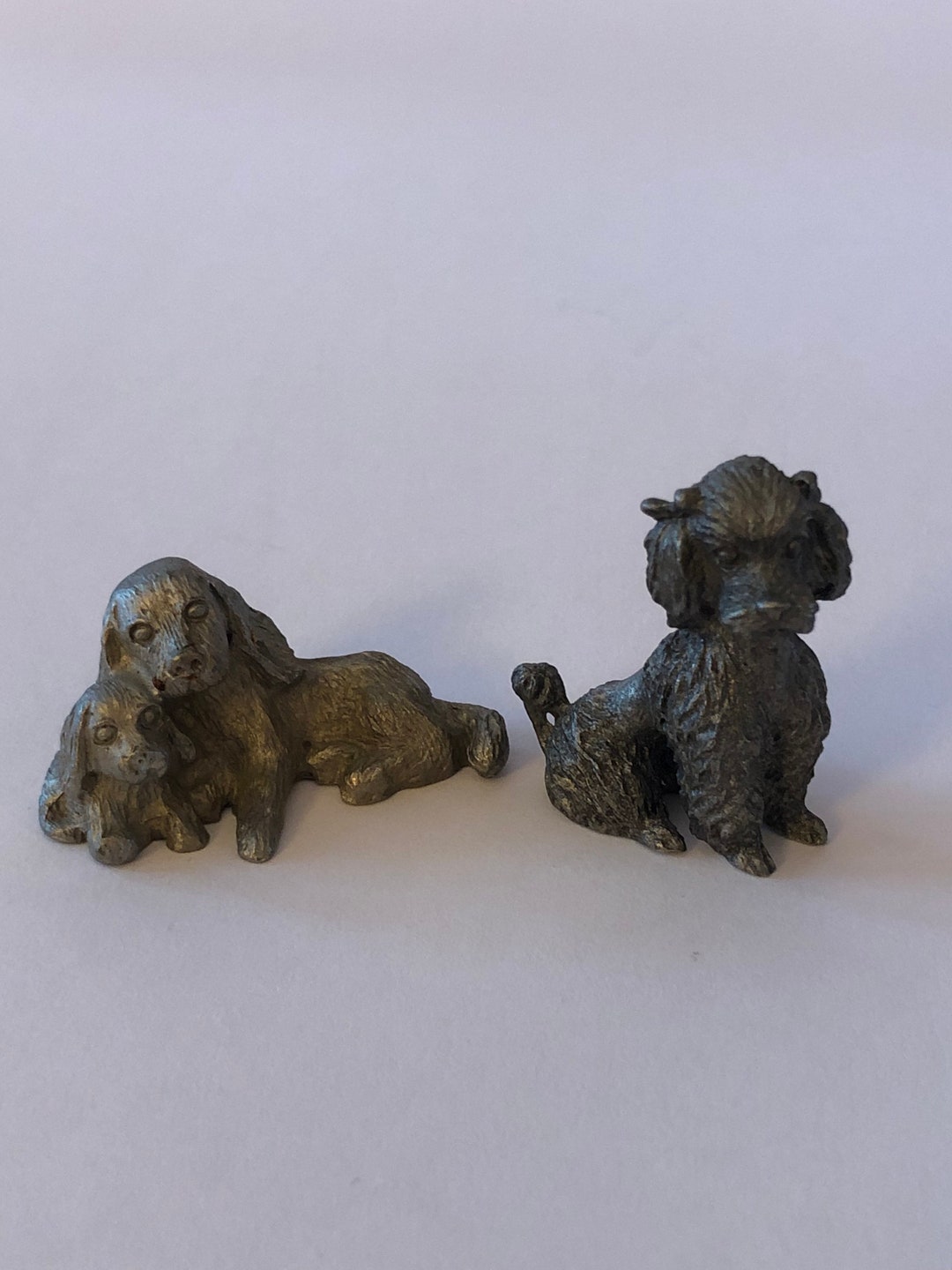 Spoontiques Pewter Miniature Dog Figurines. Poodle and Spaniel. Vintage ...