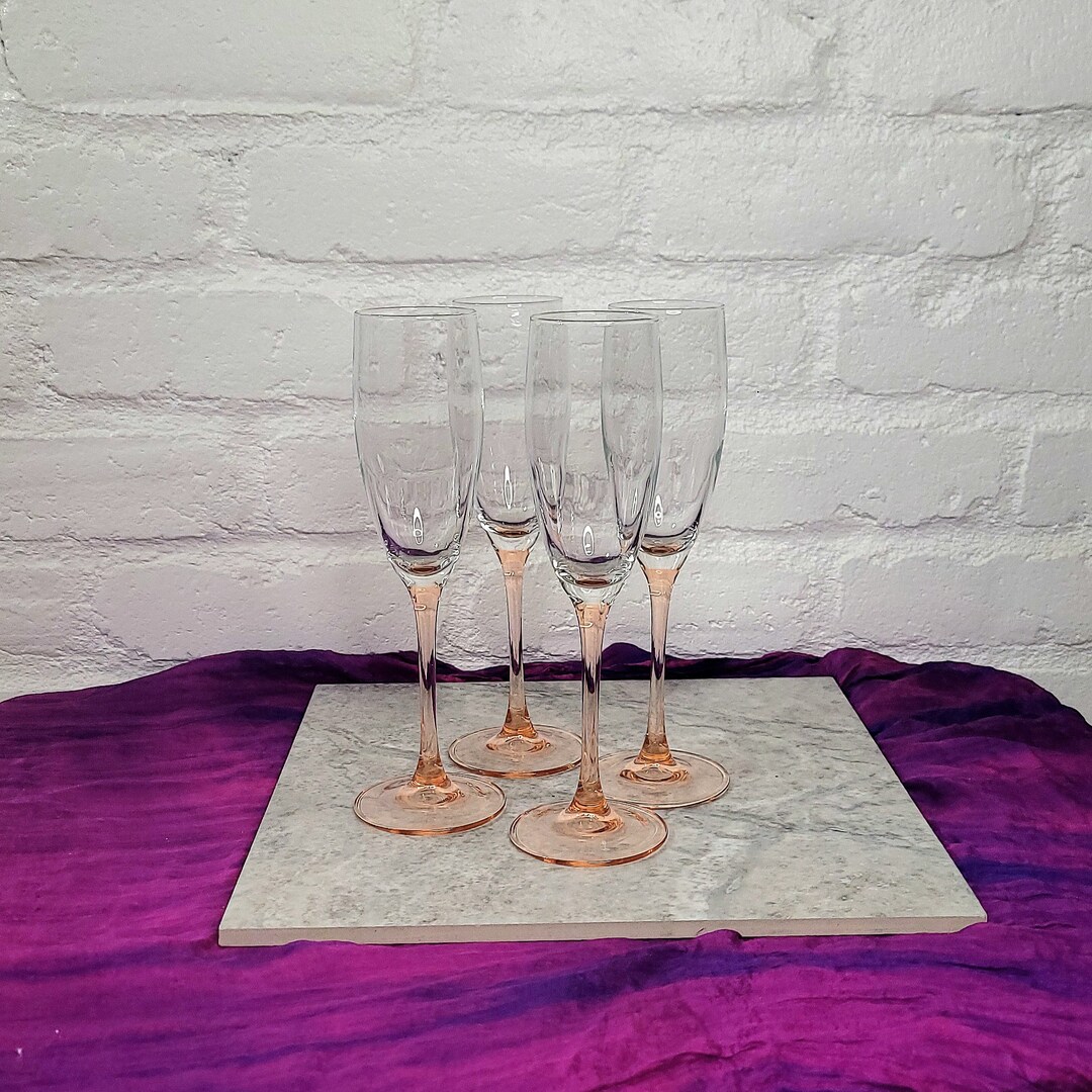 Vintage Light Pink Champagne Flutes Set of 4 Classic Baby Etsy