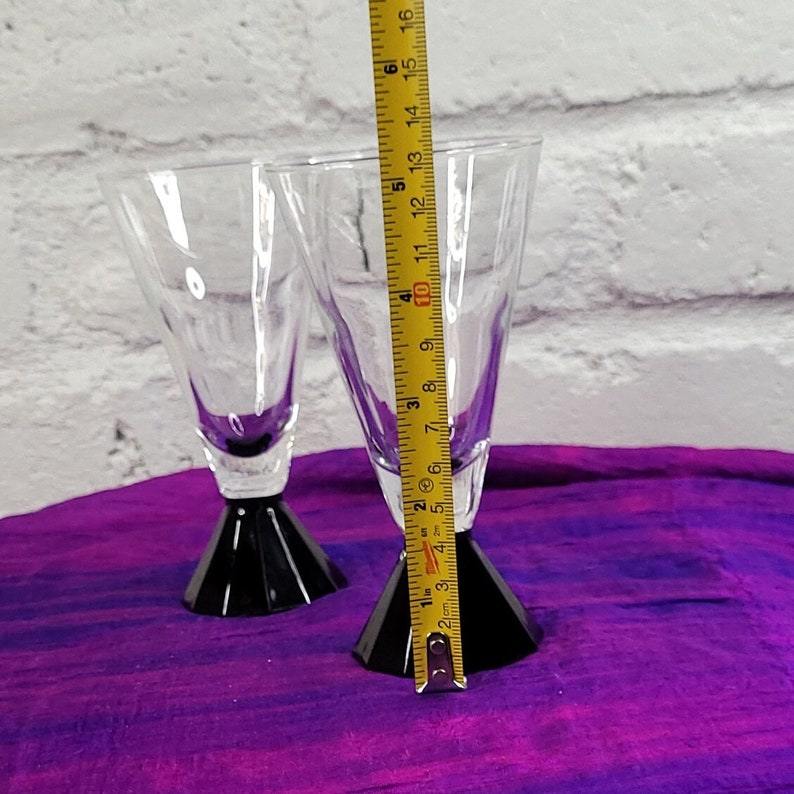 Vintage Luminarc Black and Clear Shot Glasses Set of 3, Funky Measure