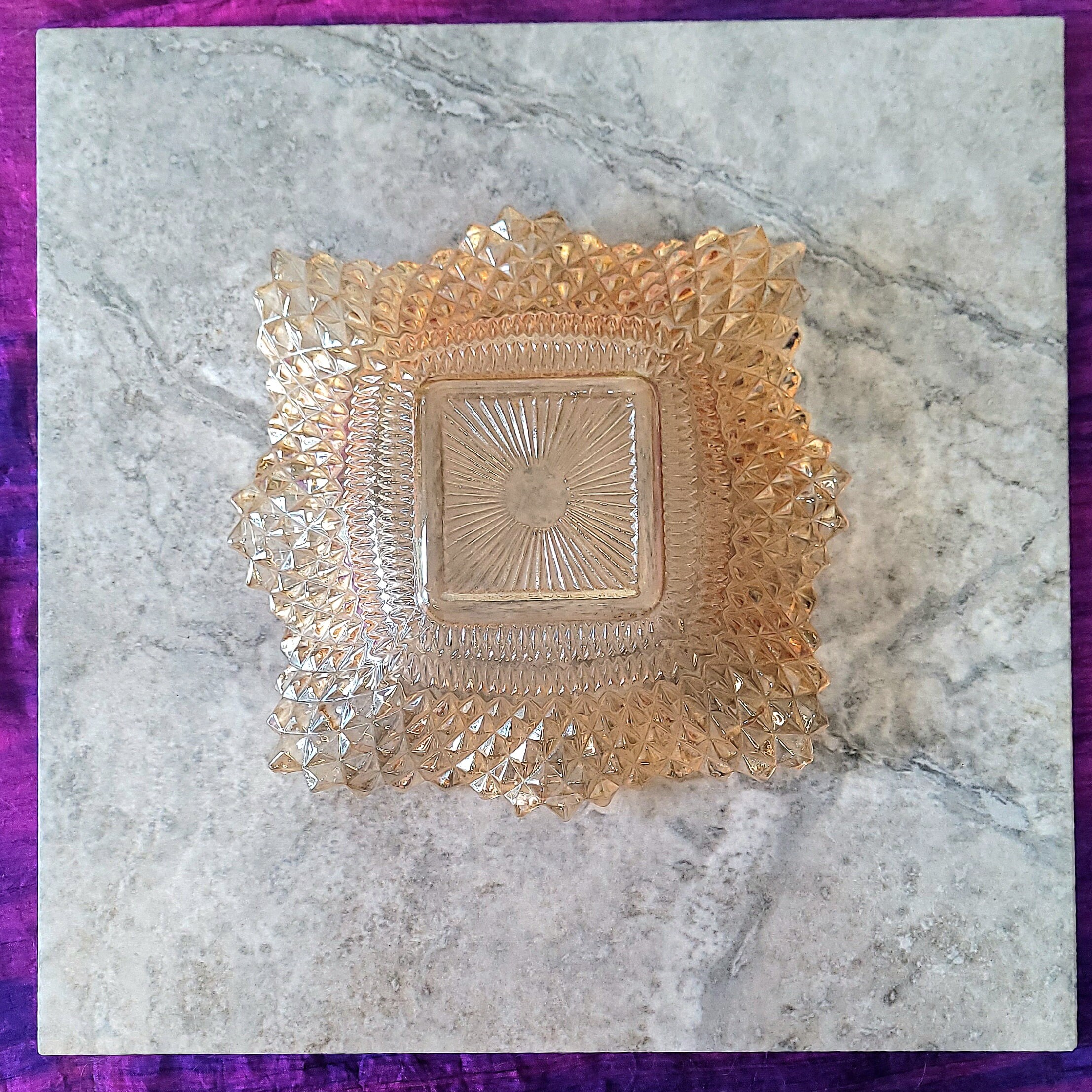 Vintage Peach Carnival Glass Candy Bowl Iridescent Orange Etsy