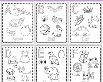 Printable Alphabet Tracing Coloring Pages A-Z, ABC Handwriting Practice Worksheets for Kids, Preschool & Kindergarten Learning Activity
