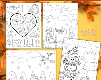 10 Printable Fall Coloring Pages Bundle | Autumn Coloring Sheets for Kids & Adults | Cozy Pumpkin, Leaves and Harvest Activity Pages