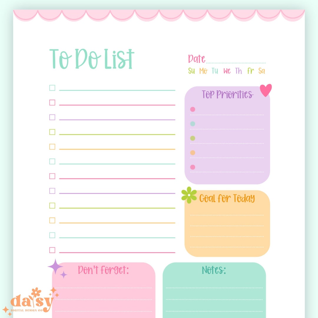 Printable to Do List, ADHD to Do List, Daily Planner, Digital Planner Printable to Do List, ADHD to Do List, Daily Planner, Digital Planner