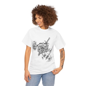 Barbarian D20 Tee - Unisex Heavy Cotton dungeons and dragons shirt.