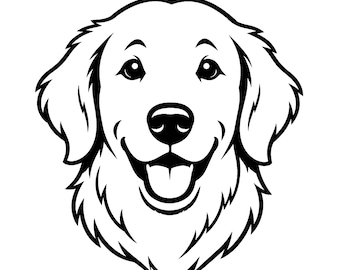 Friendly golden retriever head SVG DXF EPS Bundle Digital Cut File for Cricut and Silhouette Commercial Use