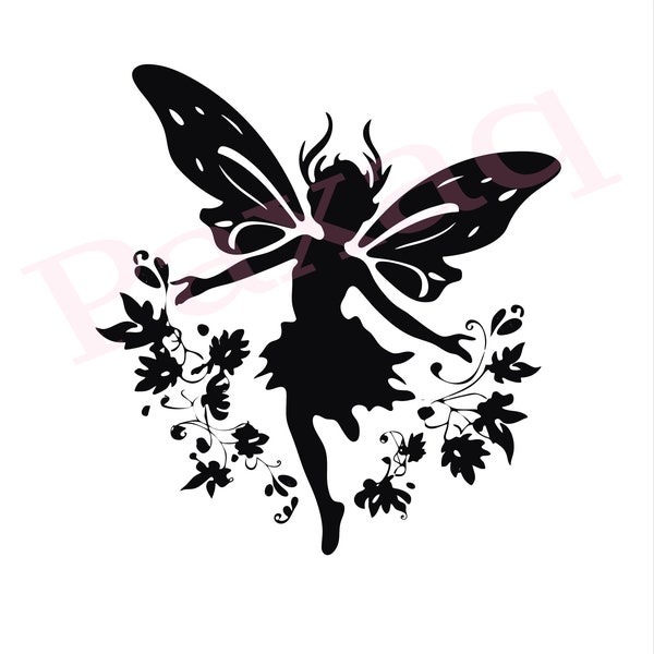 Fairy Svg, adorable Pixie Vector, cute Fairies Jpg Png Pdf Svg clipart cutfile Silhouette T-shirt Mug Tattoo Sticker decor, Commercial use