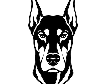 Doberman pinscher head with sharp ears SVG DXF EPS Bundle Digital Cut File for Cricut and Silhouette Commercial Use