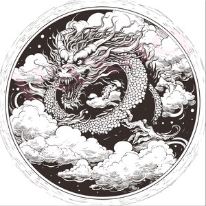 Chinese dragon Svg, majestic Chinese dragon Vector, Chinese dragon Cutfile png Pdf svg jpg for Mug, Tattoo, Sticker, Clothes, Commercial use