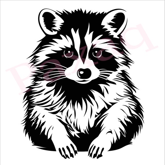Raccoon Silhouette SVG, High Contrast Raccoon Head